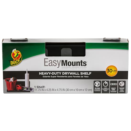 Duck EasyMounts Heavy-Duty Drywall Shelf, Multipurpose Shelf for Garage Organization, Workbenches, Tool Sheds, Pantries, 11.75