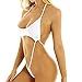 ZUYPSK Women One-Piece Swimsuit Swimwear Halter Sling Shot Micro Bikini Teddy Thong Bodysuit (White)