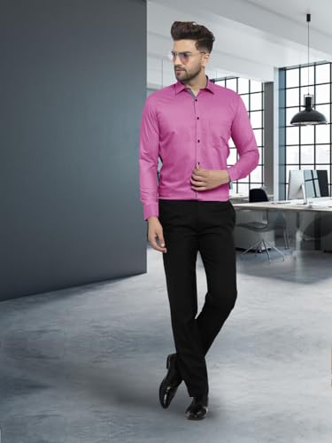 Image of Pinkmint Mens Long Sleeve Button Down Shirt for Men Collared Casual Formal Soild Shirt