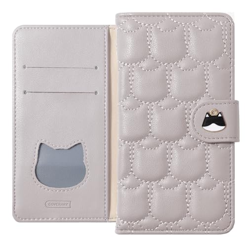 COVERARY �݊��i/���� �J�o�[ �蒠�P�[�X �X�}�z �g�уP�[�X �X�}�[�g�t�H�� �j���A���X�J���[ �����݃J���[ �L �˂� �L���e�B���O �x���g�t�� [ �O���[ ] 100063723n Xperia 5 V �p �P�[�X