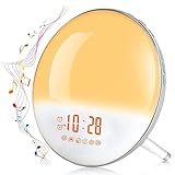 【LÁMPARA DE LA SALA DE COLOR Y PANTALLA DE TIEMPO DEL LED】:el reloj de alarma tiene 7 colores diferentes y 20 niveles de luz cálida. Presione dos veces el botón de la lámpara dos veces para cambiar al modo de color y encienda las luces manualmente / automáticamente: blanco cálido, amarillo, rojo, púrpura, azul, índigo, verde. En formato 12 / 24H, la pantalla de tiempo tiene 3 modos de brillo: alto, automático y apagado.Se puede ajustar de acuerdo a los hábitos personales.No perturbará tu sueño