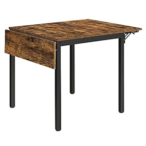 VASAGLE Folding Dining Table, Drop Leaf Extendable, for Small Spaces, Seats 2-4 People, Industrial, 33.3 x 30.7 x 30 Inches,Brown