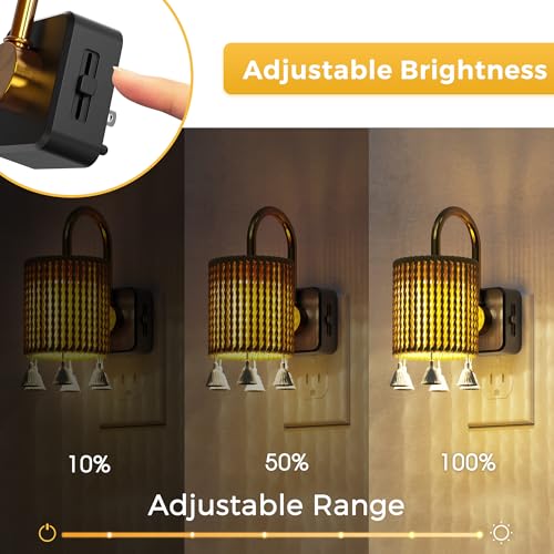 Image of L LOHAS LED Night Lights Plug into Wall, Boho Fabric Cylinder Decor Night Light with Tassel, Dusk to Dawn Sensor, 0-100LM Dimmable Night Lights, Vintage Nightlight for Bedroom, Living Room, Hallway