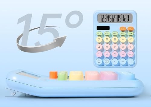Image of DRAKIO Desktop Calculator 12 Digit Large Display, Solar Battery Dual Power Basic Calculator for Office School, Cute Colorful Calculator for Students, Electronic Desk Calculator