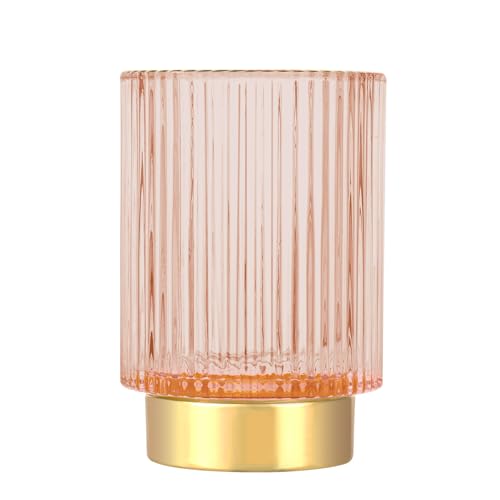 DASITON Rangement Maquillage, Boîte Rangement Pinceaux Maquillage en Cristal, Pot Pinceau Maquillage Vintage Porte-stylo, Organisateur de Maquillage pour Coiffeuse, Chambre, Salle de Bain (Rose L)