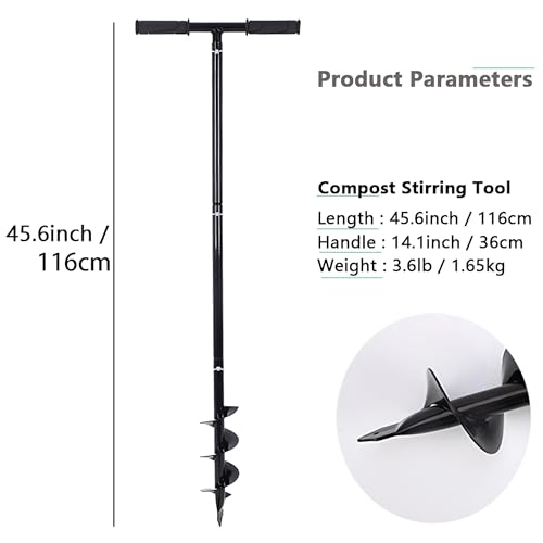 Compost Stirring Tool 45.6 inch Compost Turning Tool Outdoor Manual Composting Bar Compost Turner Aerator Accessories Outdoor Turner and Mixing Tool