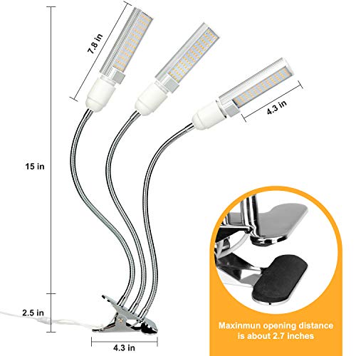 Grow Light, Ankace Full Spectrum Grow Lamp, Tri Head Gooseneck Plant Lights for Indoor Plants with Replaceable Bulb - Thumbnail 5