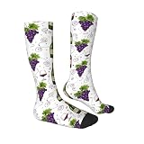 Qewfoju Wine Bottles And Grapes for Women's Knee High Socks Casual Athletic Socks Long Calf Dress Sock