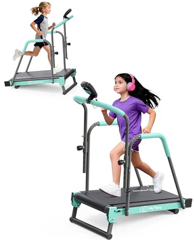 Image of Kids Treadmill, Treadmill for Kids Manual with Handle Bar Up to 165Lbs Capacity, Upgraded Kids Exercise Equipment with 2 Adjustable Incline Mode & 4 Level Upright Height