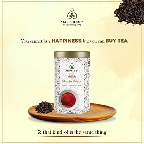 Image of Nature's Park Black Tea Platinum Indian CTC Loose Tea Leaves Chai Patti Regular Drink Strong & Refreshing USDA Certified Can (125gm)