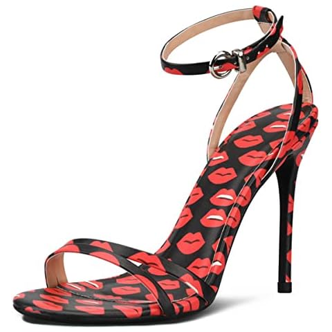 Ciuyurra Women Elegant Sandals Stiletto High Heels Open Toe Ankle Strap Summer Shoes Basic Business Sandals Party Wedding Heeled Black-10cm Size 32 Cover