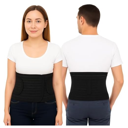 ORTONYX Breathable 9.5" Abdominal Binder/Postpartum Postoperative Wrap/Abdomen Hernia Support Belt for Men and Women - L/XL (32"-43") Black