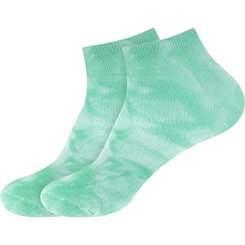 BambooMN Women's Rayon from Bamboo Athletic Tie Dye Ankle Socks - Green - 2 pairs