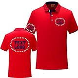 Custom Men's Women's Novelty Polo Shirts Add Your Own Text Logo Design Workwear Personalized Tshirt Teamshirt(Red M)