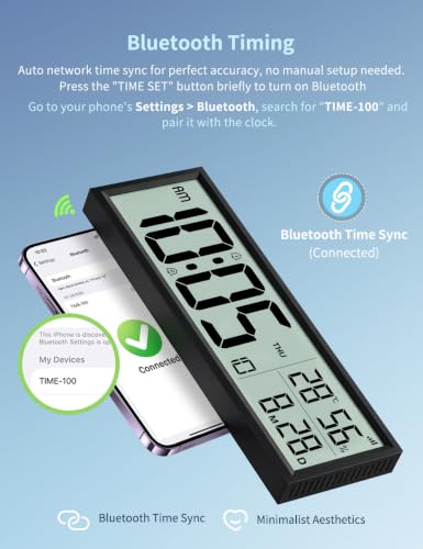 Digital Alarm Clock Battery Operated, 8.5″ Wireless Digital Wall Clock - Image 4