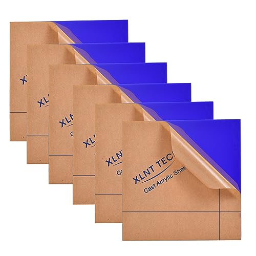 Image of 6 PCS Dark Blue Cast Acrylic Opaque (no-Transparent) Plastic Sheet 8 x 8 Inch (.118 inch Thick), for Signs, DIY Projects.