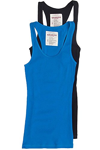 Trendyfriday Women's Ribbed Racerback Athletic Active Tank Tops 2 or 4 Packs (Small, 2 Pack - Black, B Blue)