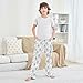 Yuiboo Elastic Waistband Sleep Bottoms Bird Floral White Pajama Pants Gifts with Pockets 13-14Y