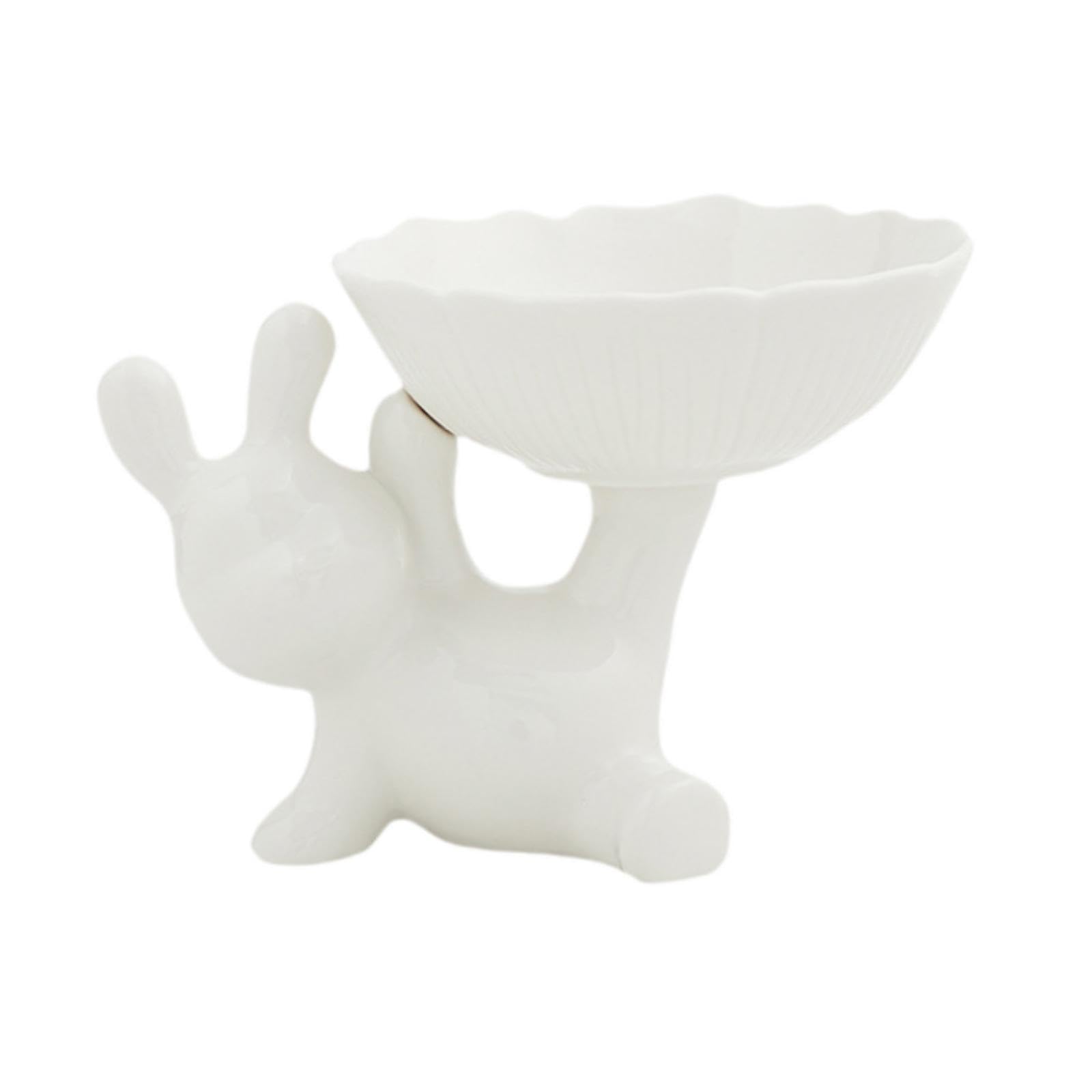 Statue de lapin avec plateau en céramique argent coupelle de rangement - 8