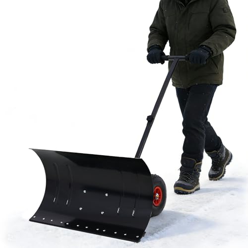 29" Heavy Duty Wheeled Snow Shovel with Adjustable Blade