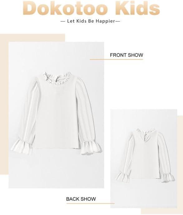 Cute Shirts for Girls Ruffle Long Sleeve Crewneck Ribbed Knit Blouses Tops 6-15 Years - Image 5
