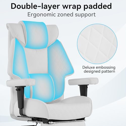EXCEBET 400lbs Big and Tall Executive Office Chair, White PU Leather - 3