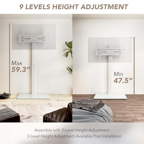 Universal Floor TV Stand with Mount 70 Degree Swivel 9 Level Height Adjustable and Space Saving Design for Most 27 to 65 inch LCD, LED OLED TVs, Perfect for Corner & Bedroom AX1006TW by AX WABER - Image 3