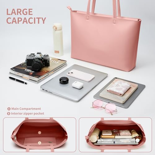 Image of KALIDI Tote Bag Zipper Shoulder Bag Faux Leather Purses Satchel for Women Casual Handbag Work Dating College