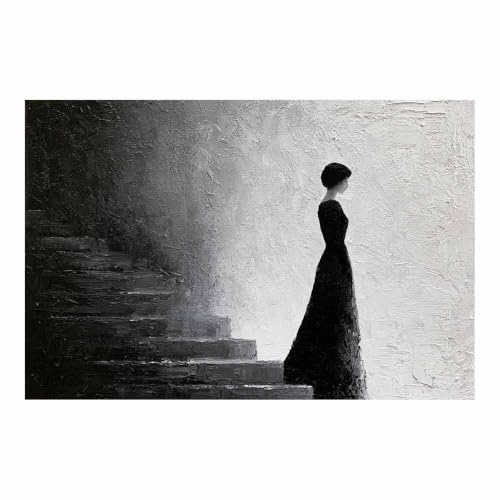 Toile murale escaliers féminins HOQIU photo noir et blanc 60x80cm