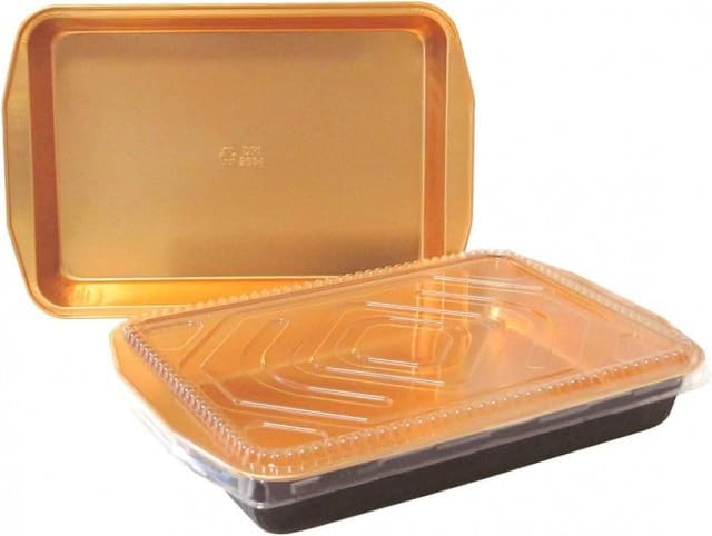 Handi Foil Gourmet To Go Black and Gold Rice Entree Foil Pan with Clear Dome Lid - 25 per case.
