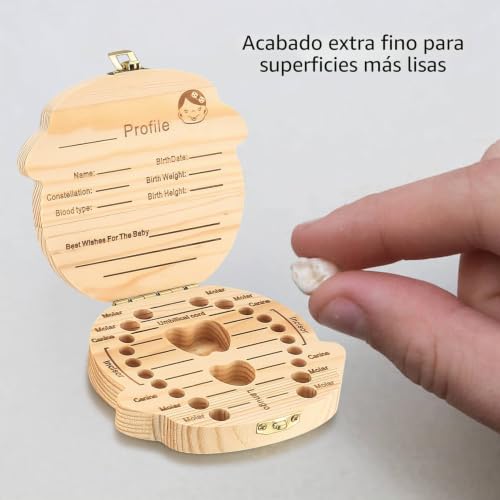 Miniatura 4 de Wugongshan Caja De Dientes De Medera, Caja De Dientes De Leche De Madera Para Chicas, Cajas De Almacenamiento De Madera Para Guardar Dient, Cajas De Recuerdos De Souvenir Regalos