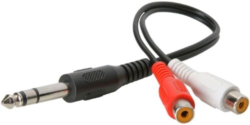 Parts Express 1/4 Inch Stereo Plug To 2 RCA Female Adapter Cable 6 Inch