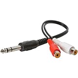 Parts Express 1/4 Inch Stereo Plug To 2 RCA Female Adapter Cable 6 Inch