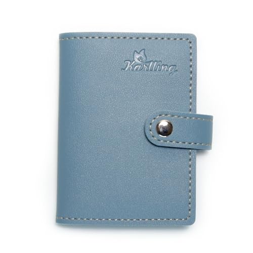 Image of Karlling credit card holder wallet for women /man soft leather business card holder card case organizer bag with 20 card sleeves inside(Blue)
