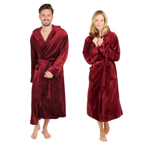 Blumtal Bademantel Damen & Herren 3XL - OEKO-TEX zert. Morgenmantel, extra saugstark, mit Kapuze, Mikrofaser, Dunkelrot Blumtal Bademantel Damen & Herren 3XL - OEKO-TEX zert. Morgenmantel, extra saugstark, mit Kapuze, Mikrofaser, Dunkelrot