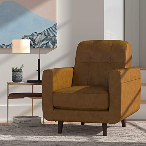 Amazon Brand - Rivet Sloane Mid-Century Modern Living Room Armchair, 32.7"W, Caramel Leather #TOP5