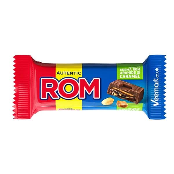 ROM, Barritas de Chocolate con Leche con Crema de Pistacho y Caramelo, 36 Unidades, 29g c/u, 1.044kg