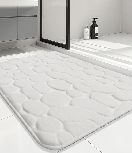 YIHOUSE Memory Foam Bath Mat Cobblestone Bathroom Rugs Super Water Absorbent Bath Mats for Bathroom Machine Washable Bath Rugs(17 x 24,White) - image 7