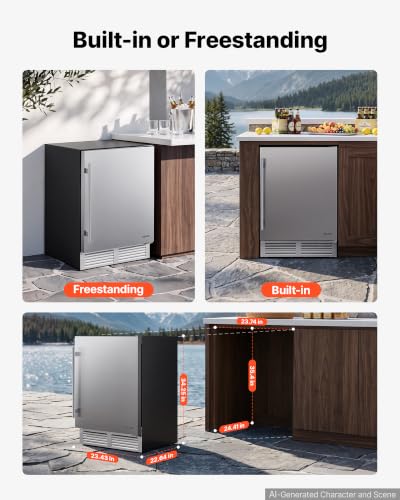 Image of VEVOR Outdoor Beverage Refrigerator, 24 Inch Undercounter Drink Fridge