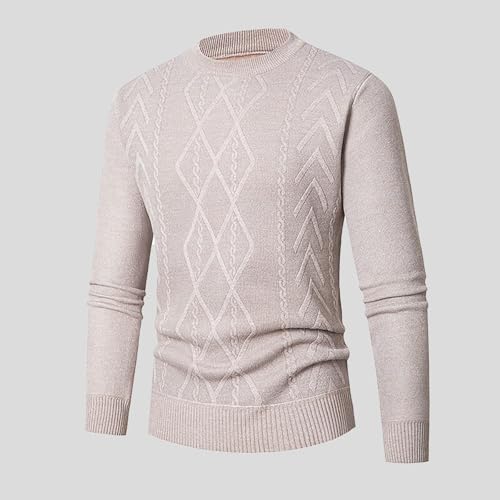 Men's Knit Fisherman Sweater Cozy Crew Neck Pullover Long Sleeve Tee Top Fall Winter Stretch Basic Undershirts2