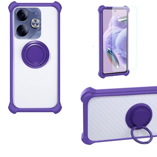 jioeuinly Case Compatible for Tecno Pova 6 Neo Phone Case Cover PC backplane + Silicone Soft Frame Cover [360 Metal Ring, Magnetic Car Mount] CSKB-ZI