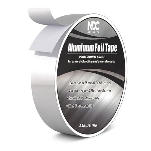 Image of Aluminum Foil Tape, 1 inch x 164Ft, Silver | 3.94mil, Heat & UV Resistant, Waterproof for Ductwork Sealing, Dryer Vent, HVAC Air Insulation, Metal Repairs Patching