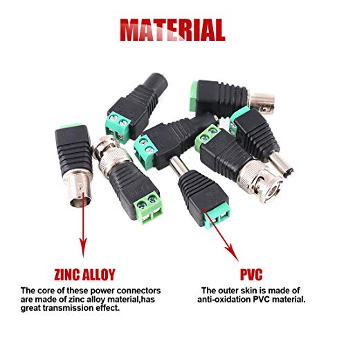 Hilitchi 40 Pcs (10 Pairs X Male + 10 Pairs X Female) 5.5Mm X 2.1Mm Female Male Dc Power Connector, Bnc Male Balun Connector For Led Strip Cctv Security Camera Cable Wire Ends Plug Barrel Adapter #TOP3