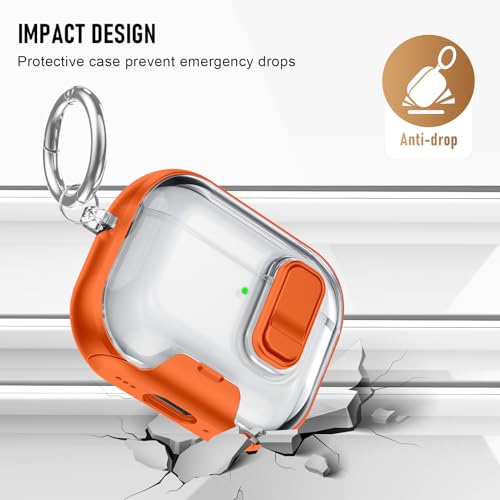 Image of Compatible Airpods Pro 3 Case (2025) with Phone Stand & Cleaner Kit,Print Soft Silicone Lock Clip Apple AirPods Pro 3rd Generation Case, Airpod Pro 3 Cover with Keychain for Women /Girls,Orange