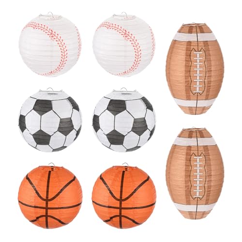 Home and Garden Parts 8Pcs 8in Sports Theme Paper Lantern Set Multicolored #CN/251024/12770