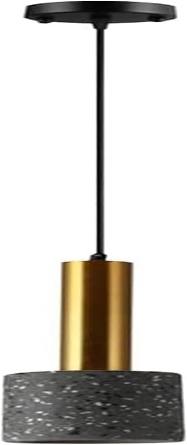 ASerZenith Cylindrical Copper Ceiling Hanging Lamp Cement Pendant Light Black Concrete Industrial Chandelier Lighting,Dark