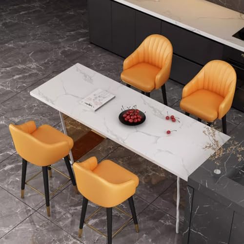 Tabourets de bar en cuir synthétique design moderne jaune par 2