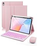 SAMTUNK for iPad mini 7 (2024) & Mini 6 (2021) Case with Keyboard for iPad mini (A17 Pro) 7th 6th Generation 8.3' - 7 Colors Backlit Keyboard Case - Built in Pencil Holder with Mouse - Pink