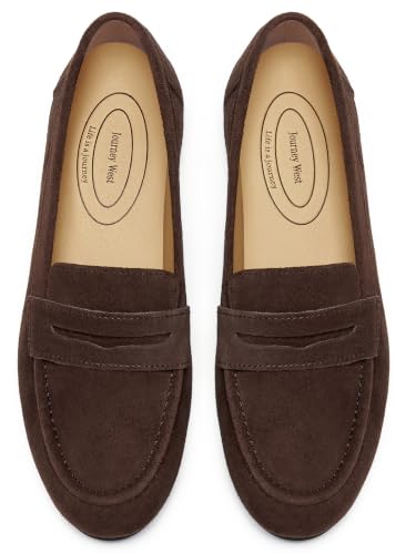 Image of Journey West Suede Tassel Loafer for Women Slip-on Belgian Penny Loafers Shoes for Women in Many Colors
