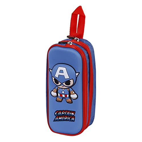 Marvel Captain America Bobblehead-3D Double Pencil Case, Blue, 22 x 9.5 cm